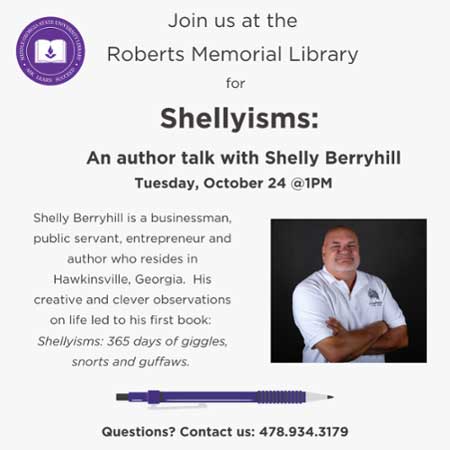 Shellyisms: An Author Talk with Shelly Berryhill graphic.